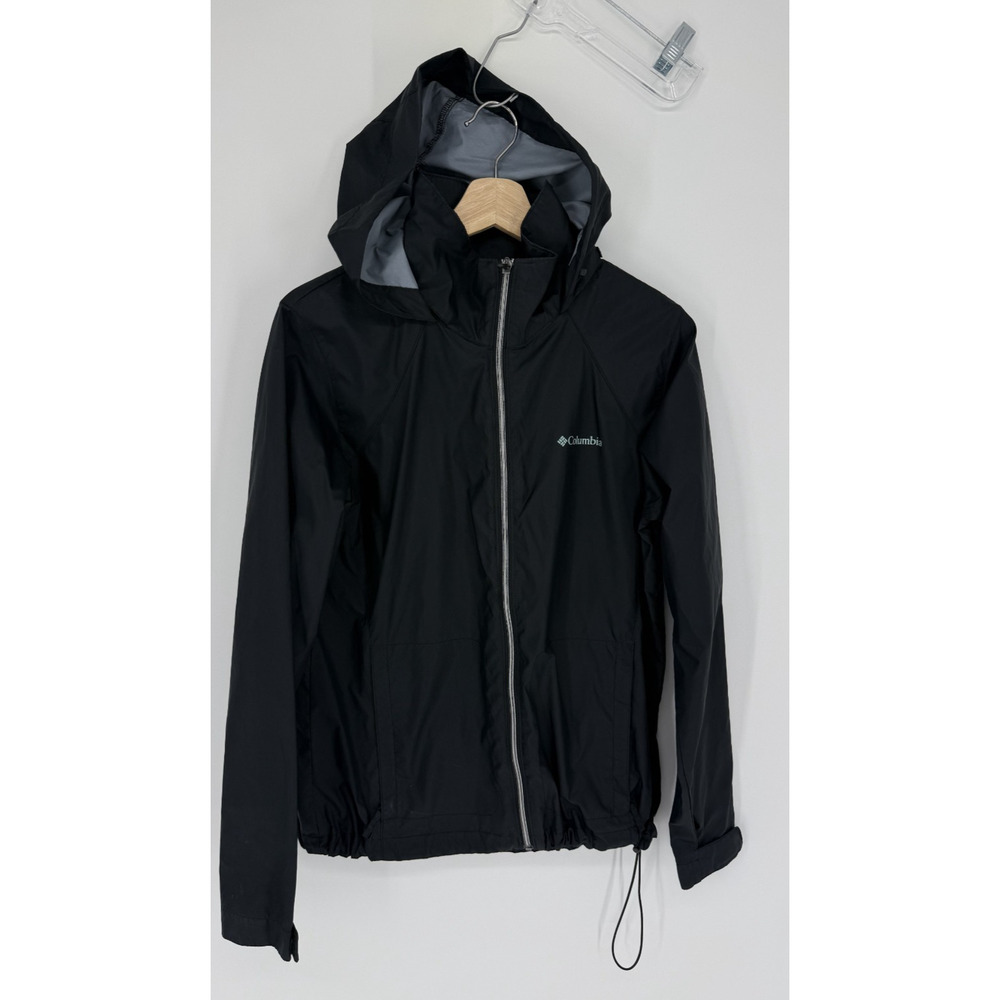 Columbia Women's Switchback II Jacket Rain Concealed Hood LARGE L BLK 3026